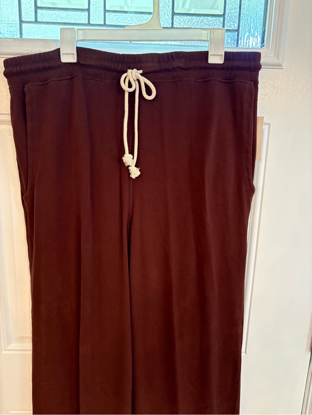Target Women's Straight Leg Pants in Dark Brown with Cream Drawstring